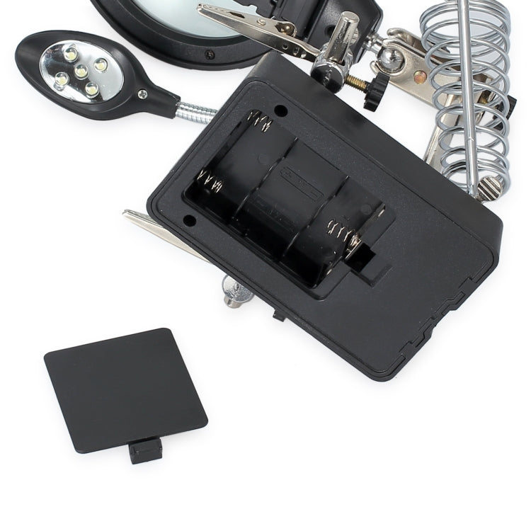 Lente d'ingrandimento a clip con 5 LED e supporto regolabile