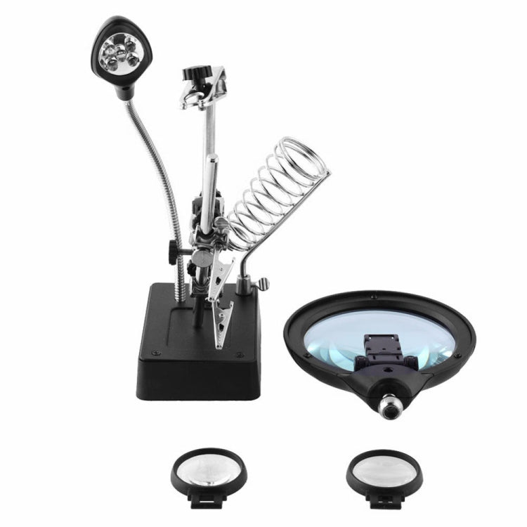 Lente d'ingrandimento a clip con 5 LED e supporto regolabile