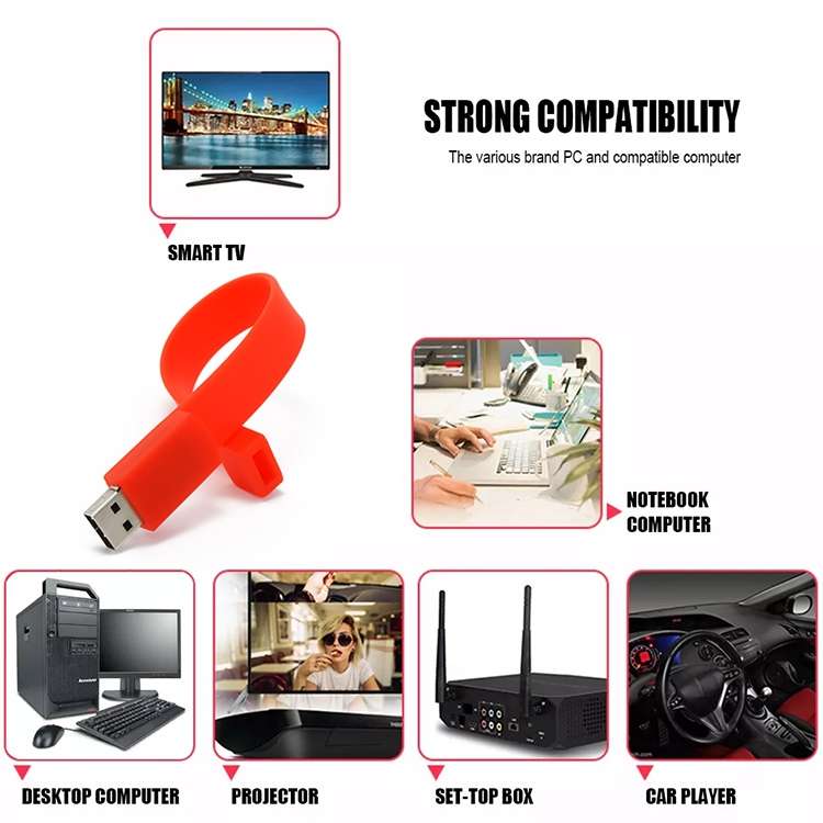 Chiavetta USB 2.0 da 8 GB in braccialetto di silicone - immagine 6