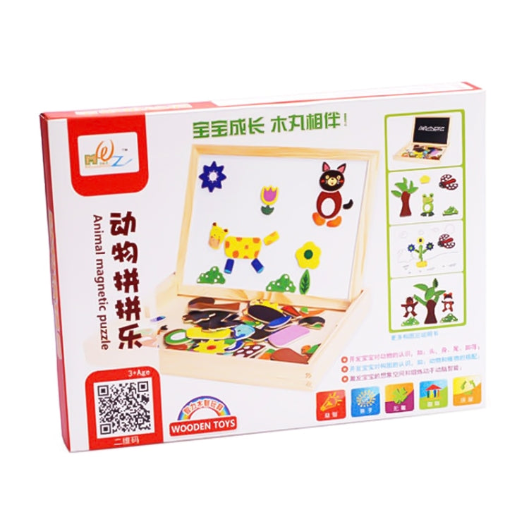 Tavolo da disegno magnetico doppio lato con puzzle animale