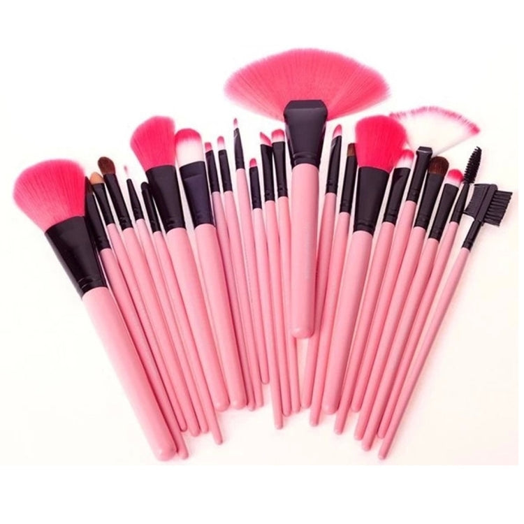 Set pennelli trucco 24 pezzi con custodia rosa in pelle