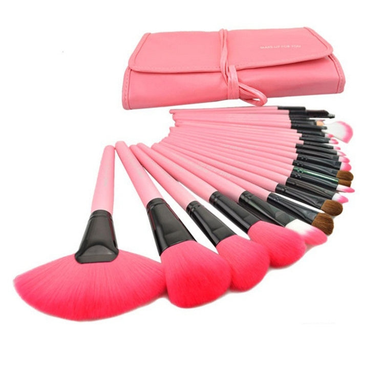 Set pennelli trucco 24 pezzi con custodia rosa in pelle