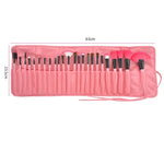 Set pennelli trucco 24 pezzi con custodia rosa in pelle
