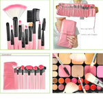 Set pennelli trucco 24 pezzi con custodia rosa in pelle