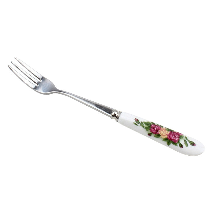 Set cucchiaio e forchetta in acciaio inox con manico ceramica