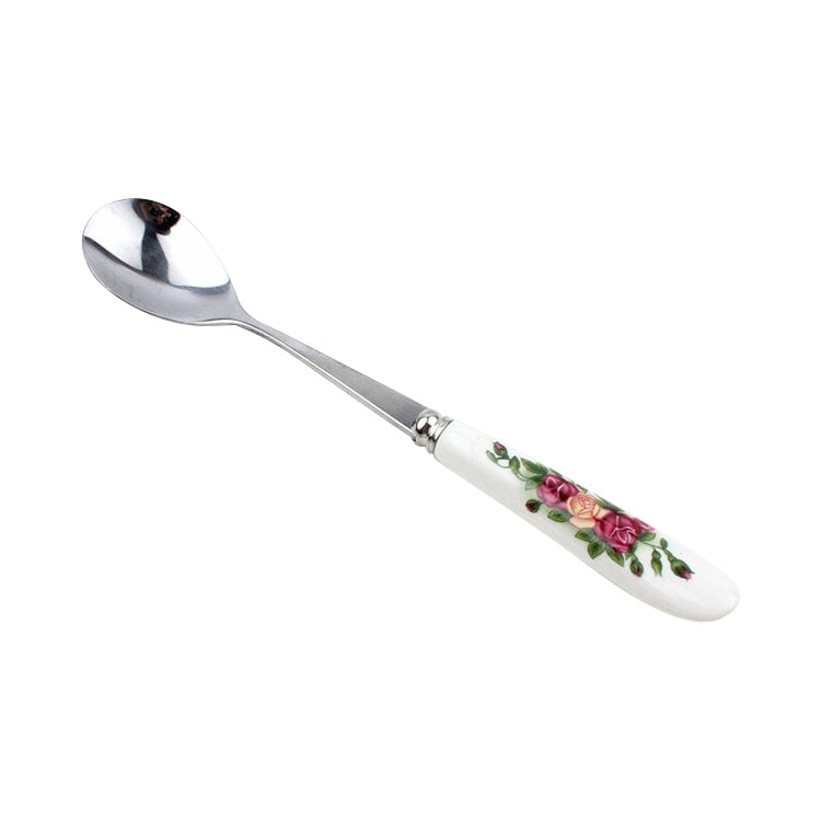 Set cucchiaio e forchetta in acciaio inox con manico ceramica