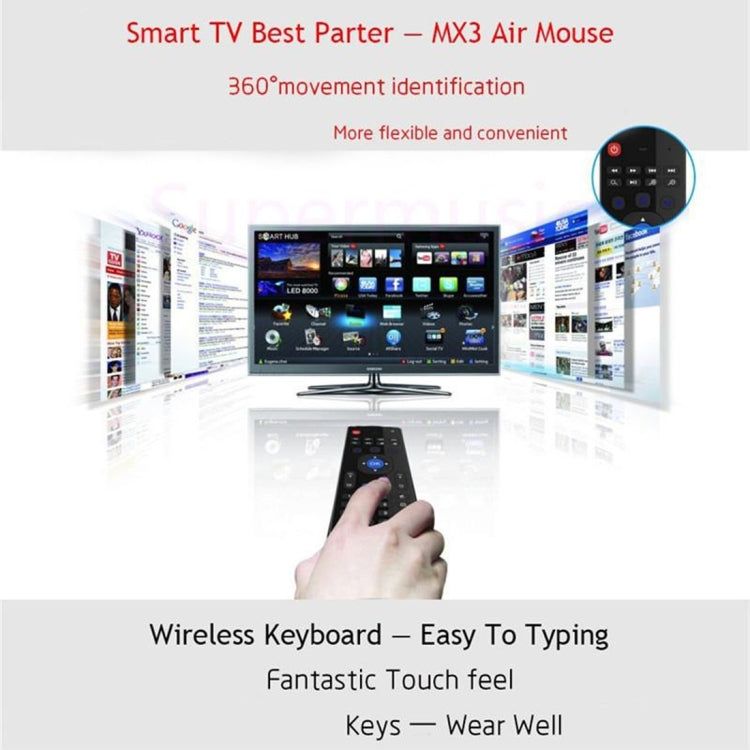 Tastiera wireless 2.4G MX3 Air Mouse per Android TV Box