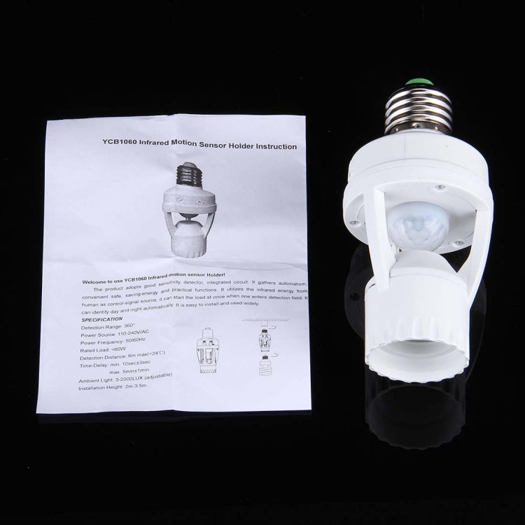 Portalampada con sensore di movimento PIR E27 60W 360°