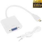 Cavo adattatore video Full HD 1080P da micro HDMI maschio a VGA femmina da 22 cm con cavo audio, Micro HDMI