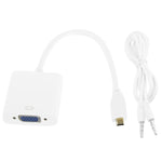 Cavo adattatore video Full HD 1080P da micro HDMI maschio a VGA femmina da 22 cm con cavo audio, Micro HDMI