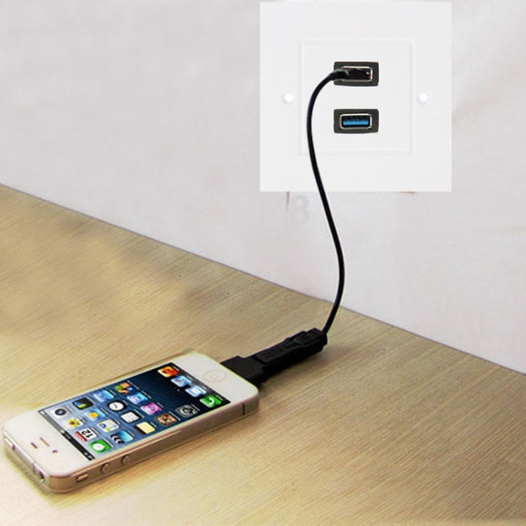 Piastra a muro con doppia presa USB 3.0 bianca