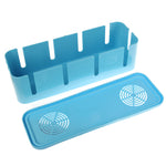 Scatola portaoggetti avvolgicavo per presa elettrica blu