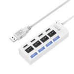 Hub USB 2.0 a 4 porte con interruttore ON/OFF e LED