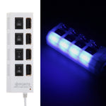 Hub USB 2.0 a 4 porte con interruttore ON/OFF e LED