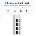 Hub USB 2.0 a 4 porte con interruttore ON/OFF e LED