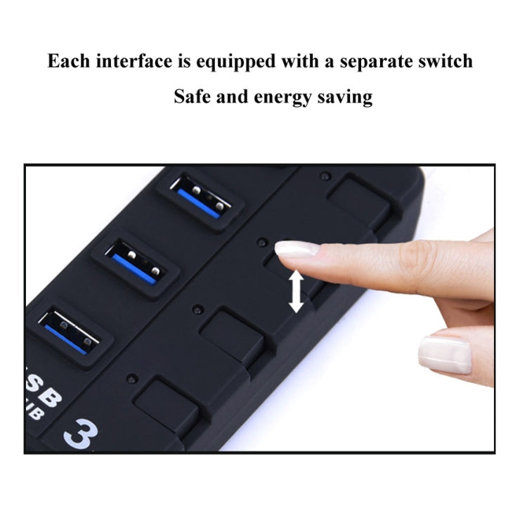 Hub USB 3.0 a 7 porte con switch individuali e LED - immagine 4