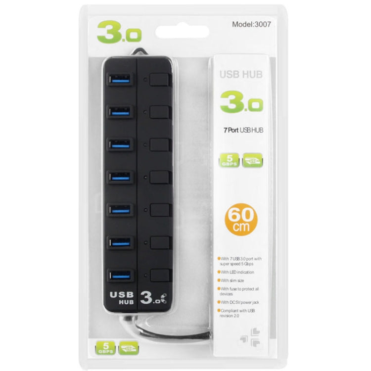 Hub USB 3.0 a 7 porte con switch individuali e LED - immagine 5