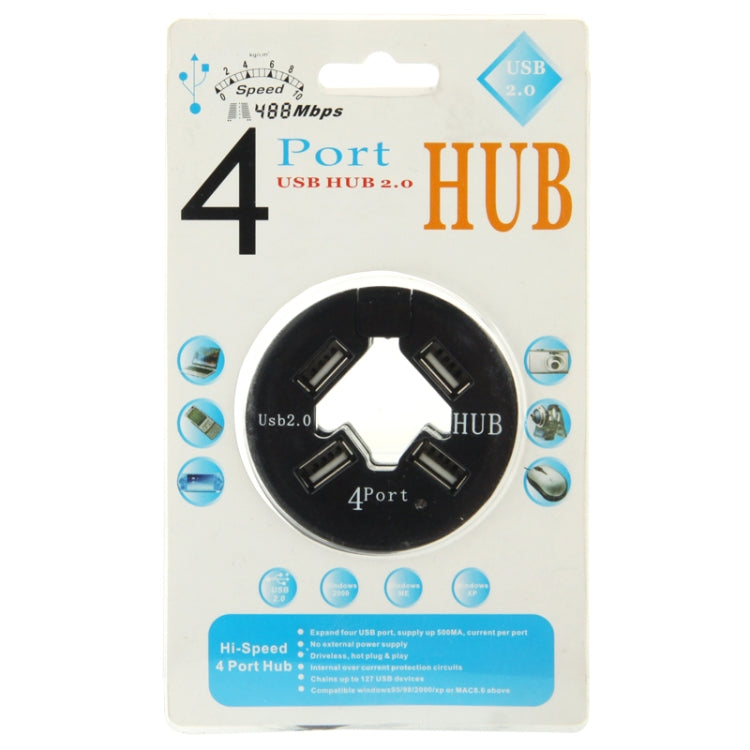Adattatore USB HUB 2.0 a 4 porte con tazza antipolvere