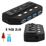 Hub USB 3.0 a 4 porte con switch individuali