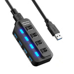 Hub USB 3.0 a 4 porte con switch individuali