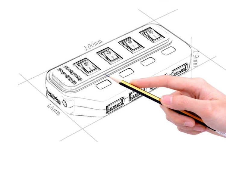 Hub USB 3.0 a 4 porte con switch individuali
