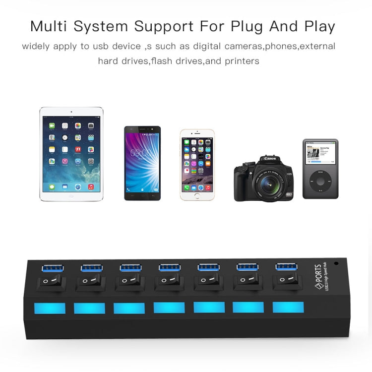 Hub USB 3.0 a 7 porte velocità 5 Gbps plug and play