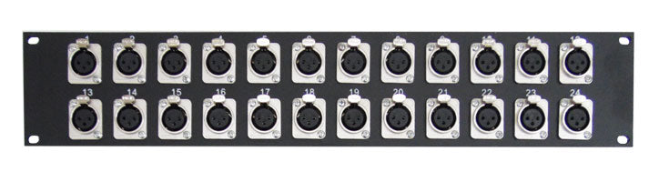 Pannello rack 24 XLR femmina nero