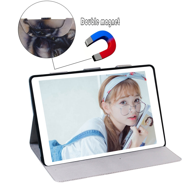 Custodia in pelle con motivo lupo per Galaxy Tab A 8 (2019)