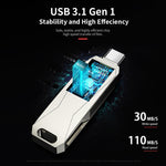 Chiavetta USB OTG 128GB USB-C e USB 3.0 rotante 360°