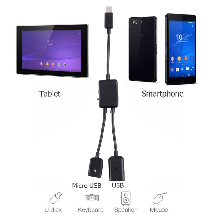 Cavo adattatore OTG Micro USB da 1 a 2 porte