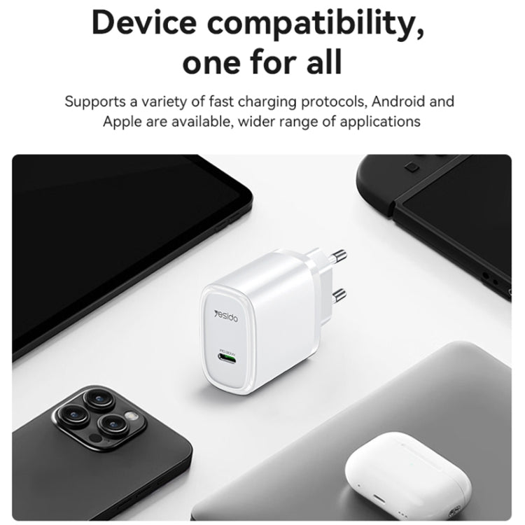 Caricabatterie rapido Yesido YC57 PD 20W USB-C con spina europea