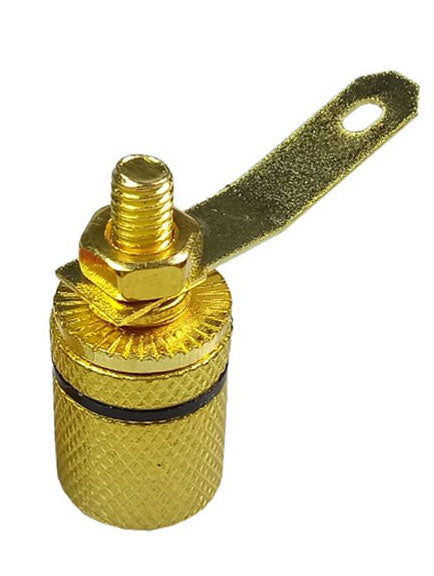Connettore dorato a banana da pannello nero foro 7mm