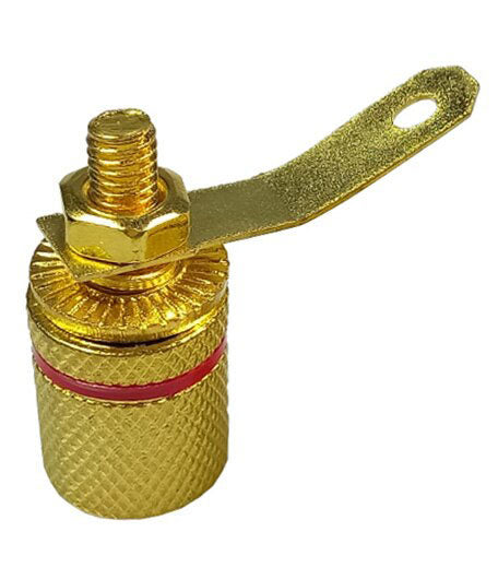 Connettore dorato a banana da pannello rosso foro 7mm