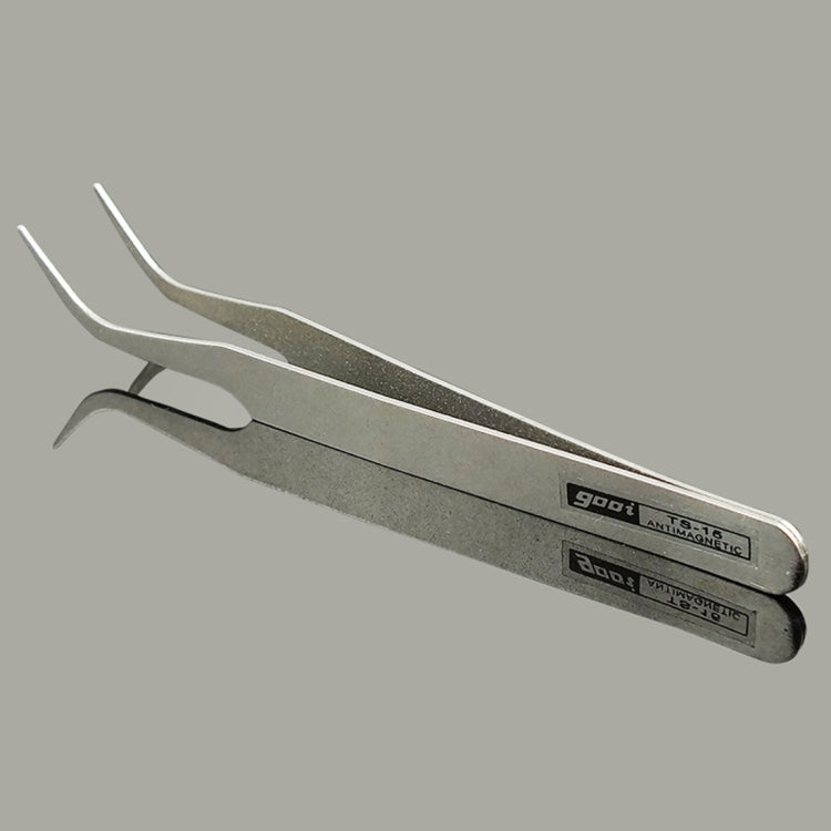 Pinzette piegate in acciaio antiacido da 16 cm per riparazioni - immagine 2