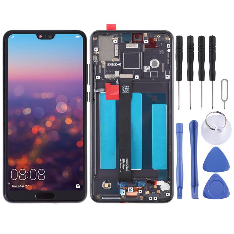Schermo LCD e digitalizzatore assemblaggio completo con cornice per Huawei P20