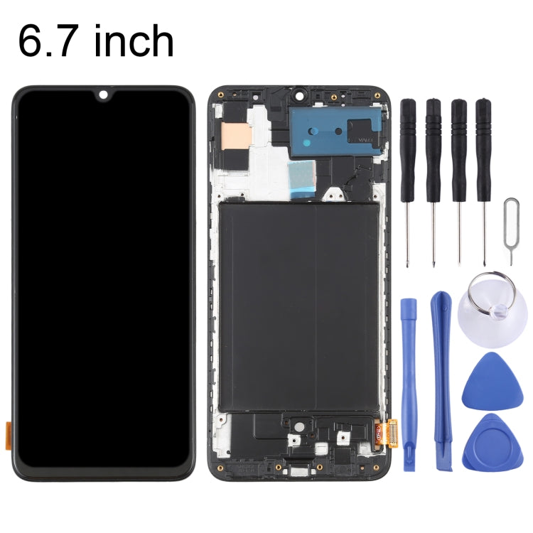 Schermo OLED completo con cornice per Samsung Galaxy A70