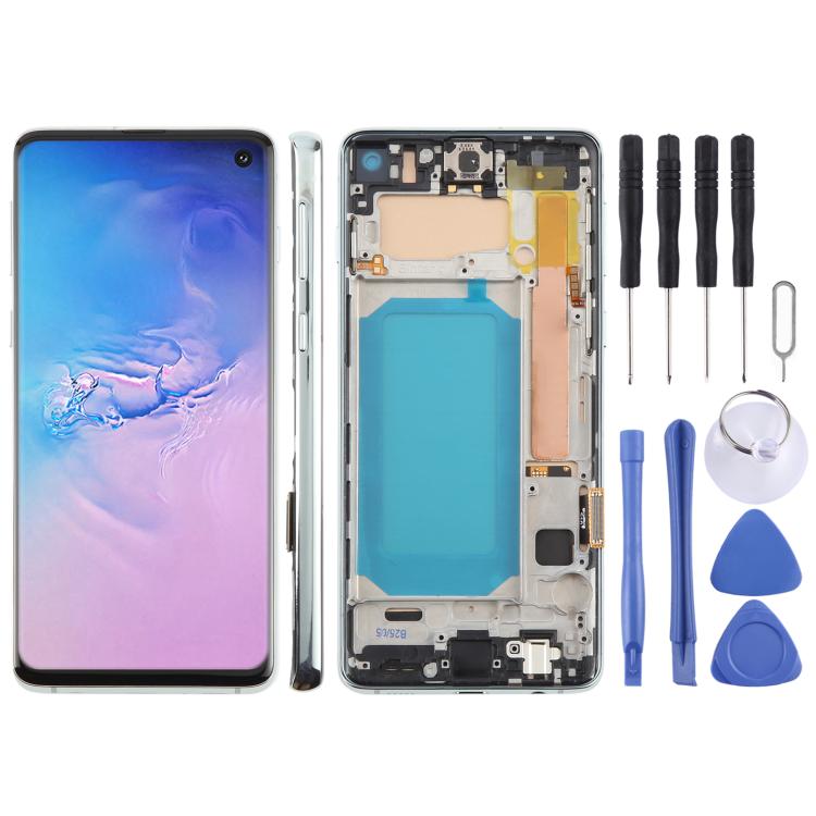 Schermo LCD TFT con cornice per Samsung Galaxy S10 SM-G973F 6.05"