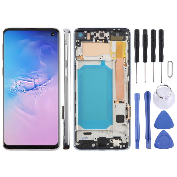 Schermo LCD TFT con cornice per Samsung Galaxy S10 SM-G973F 6.05"