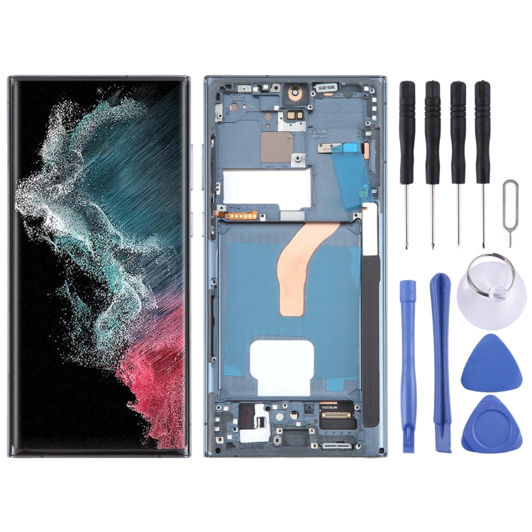 Schermo OLED LCD completo con cornice per Samsung Galaxy S22 Ultr