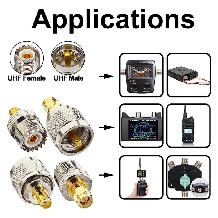 Adattatore coassiale RF 4 in 1 da UHF a SMA