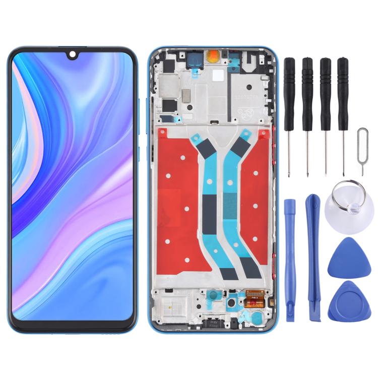 Schermo LCD con digitalizzatore e cornice per Huawei Y8p - immagine 6