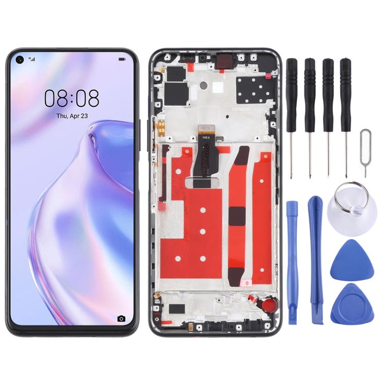 Display LCD con digitalizzatore e cornice per Huawei P40 Lite 5G