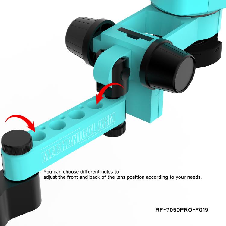 Microscopio telescopico universale RF4 RF7050PRO-FO19 con sollevamento e rotazione a 360 gradi e cuscinetto in silicone., RF7050PRO-FO19