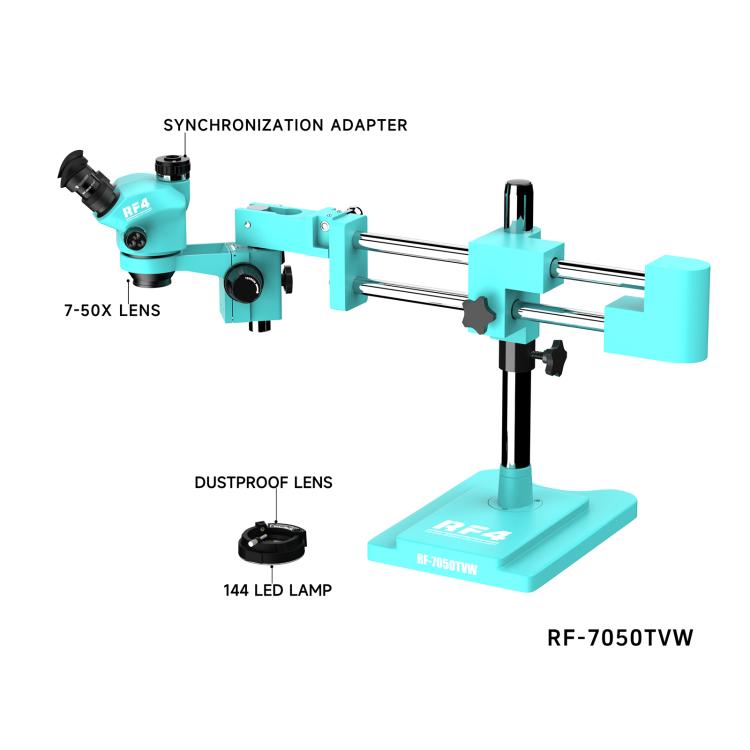 Microscopio industriale stereoscopico binoculare ad alta definizione RF4 RF-7050TVW con zoom continuo e zoom continuo., RF4 RF-7050TVW