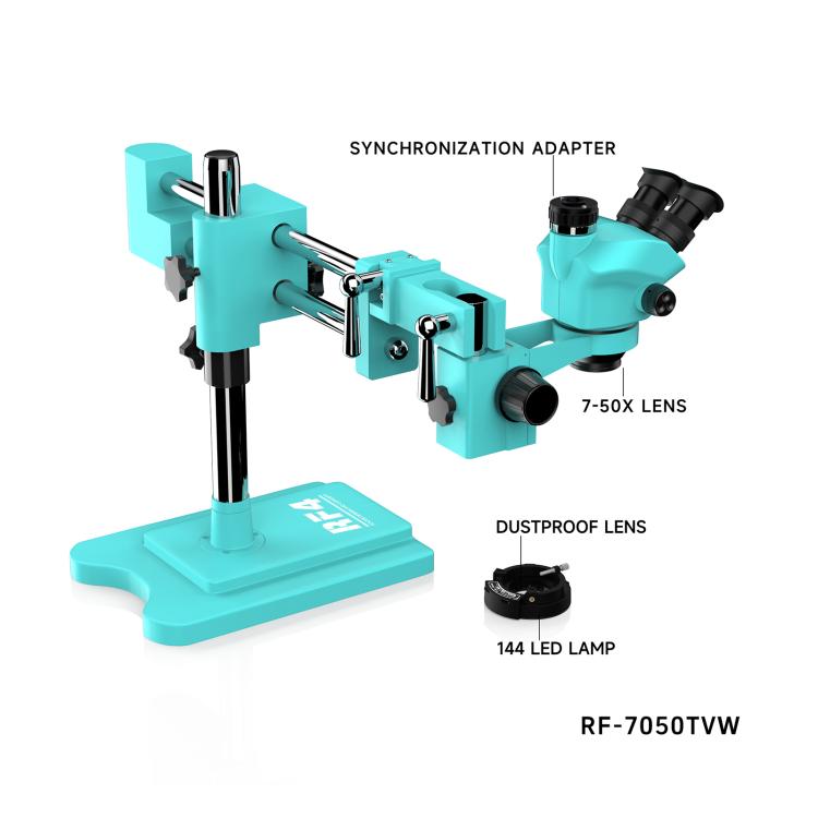 Microscopio industriale stereoscopico binoculare ad alta definizione RF4 RF-7050TVW con zoom continuo e zoom continuo., RF4 RF-7050TVW