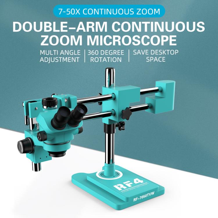Microscopio industriale stereoscopico binoculare ad alta definizione RF4 RF-7050TVW con zoom continuo e zoom continuo., RF4 RF-7050TVW