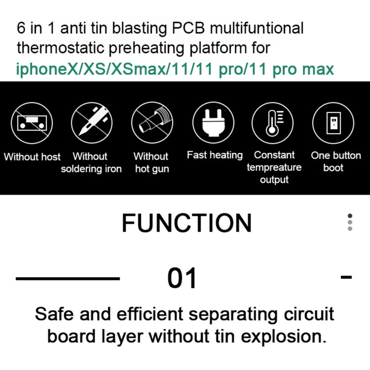 Piattaforma riscaldante PCB termostatica per iPhone X-11 Pro Max - immagine 4