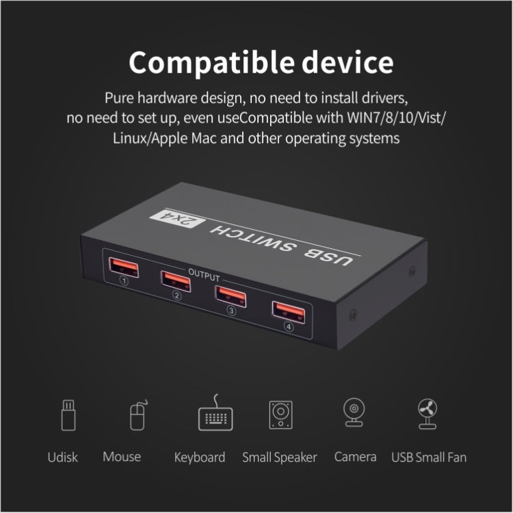 Switch USB 2 porte per 4 dispositivi PC