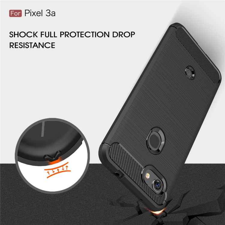 Custodia in TPU in fibra di carbonio con texture spazzolata per Google Pixel 3a, For Google Pixel 3a, Google Pixel 3a