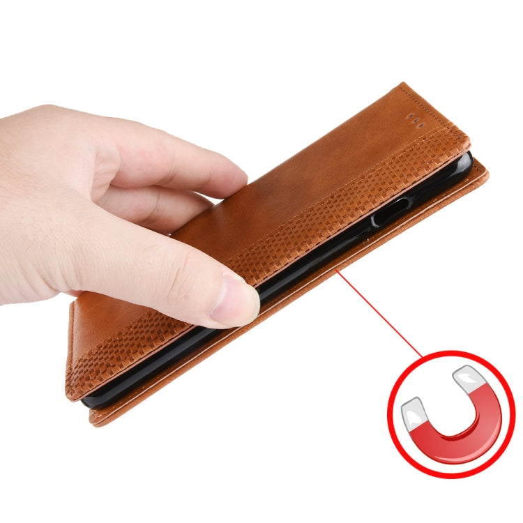 Custodia in pelle a vibrazione orizzontale con struttura retrò Crazy Horse con fibbia magnetica per Motorola One Vision, con supporto, slot per schede e cornice per foto, For MOTO One Vision